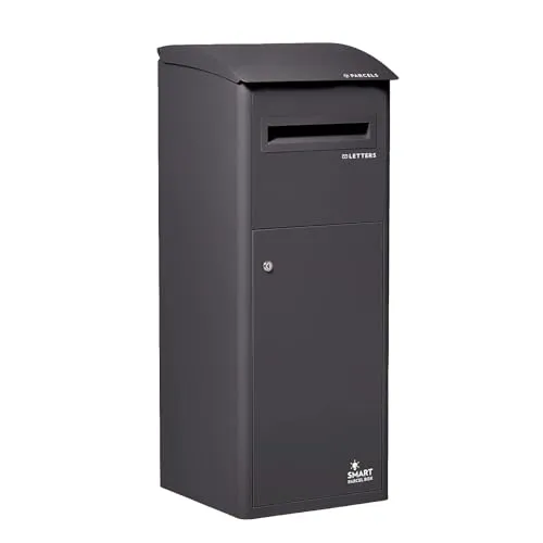 SMART PARCEL BOX Paketbox XXL mit Schrägdach - Wandbriefkasten mit großem Paketfach, wetterfestem Schrägdach und sicherem Anti-Diebstahl-System. Ideal für Online-Bestellungen, robust aus verzinktem Stahl, inklusive 3 Schlüsseln.