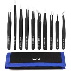 XOOL Präzisions-Pinzetten-Set 10-teilig aus Edelstahl - Sonstige: Antistatisch und ideal für präzise Arbeiten in Elektronik und Handwerk.