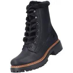 Rieker Damen Schnürstiefeletten 72625 - Wanderschuhe, warm gefütterte Stiefeletten mit bequemem Blockabsatz und Reißverschluss für optimalen Tragekomfort in der kalten Jahreszeit.