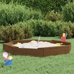 vidaXL Sandkasten mit Sitzen Honigbraun - Achteck aus massivem Kiefernholz - Sandkasten aus massivem Kiefernholz für kreatives Spielen, ideal für Kinder von 2-8 Jahren. Mit bequemen Sitzflächen und bodenlosem Design für optimale Belüftung und Wasserabfluss.