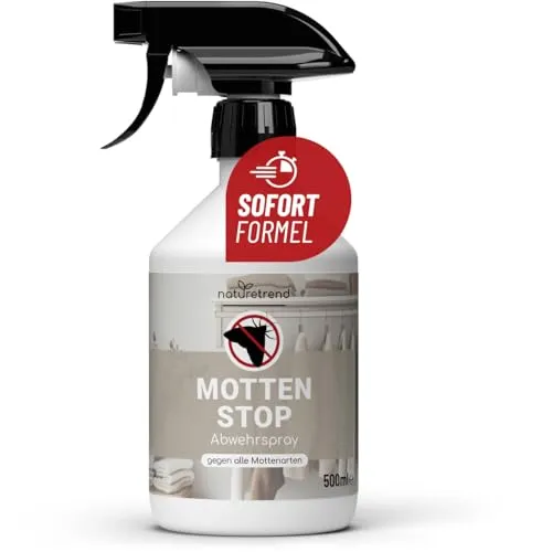 naturetrend Motten Stop 500ml - Mottenspray Wohnung mit Lavendel I Mottenschutz Mottenmittel für Kleidermotten I Anti Motten-Spray, Motten Kleiderschrank Kleidermottenfalle