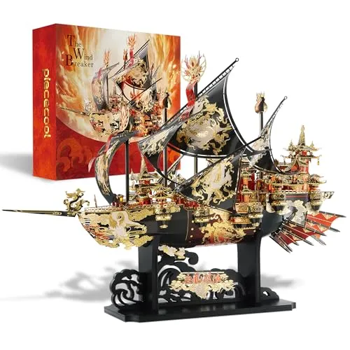 Piececool 3D Puzzle Metall Piratenschiff Wind und Wellen, 3D Metall Puzzle Segelboot Schiffsset, Modell Schiffs für 340 Edelstahl, Extra Groß, Geburtstagsgeschenk, Modellbausatz Erwachsene, 709 Teile