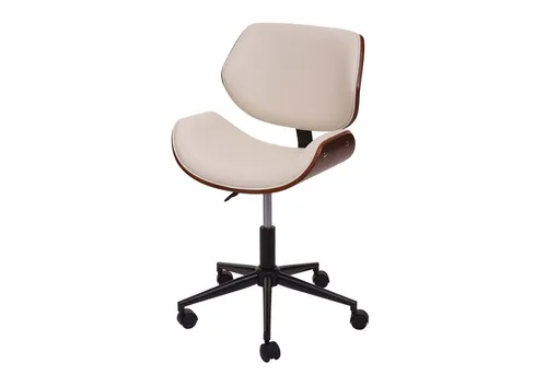 PROREGAL® Bürostuhl Bürostuhl 90x57x57cm Bugholz Walnuss-Optik Creme Drehstuhl