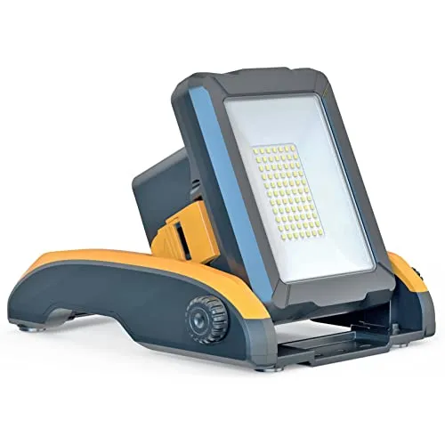 Proventa LED Akku Baustrahler 20W – 18-21V, kompatibel mit Bosch, Makita, Metabo (CAS), Dewalt, Milwaukee – 2900lm 5000K – IP54 IK08, 3 Helligkeitsstufen, Magnetfuß, USB-Out