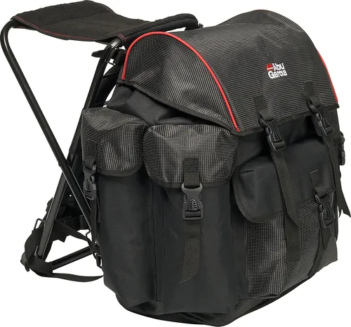 Abu Garcia Großer Angelrucksack mit Stuhl - Strapazierfähiger, wasserabweisender Angelrucksack mit integriertem Stuhl für Karpfen- und Meeresangeln. Ergonomisches Design mit gepolsterten Schultergurten für maximalen Komfort bei Outdoor-Abenteuern.
