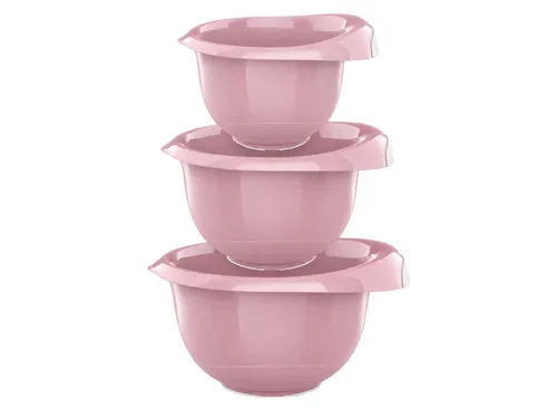 Engelland Rührschüssel 3er Set Backschüsseln mit Griff, Salatschüsseln, Kunststoff, (Vorteils-Set, 3-tlg), robust, BPA-frei, stapelbar, rutschfeste Silikonfüße, Einhandausguss