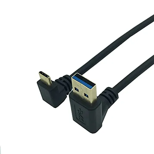 Herfair Abgewinkeltes USB-A-auf-C-Kabel, 20 cm kurzes Typ-C-Anschlusskabel, vergoldet, 90 Grad, USB-C-Schnellladekabel für Android-Handy, iPad, Tablet, Laptop usw. (USB bis C Winkel)