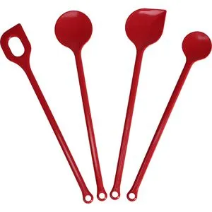 Kigima Kochlöffel Kunststoff, 27-29cm, spülmaschinengeeignet, rot, 4-teilig