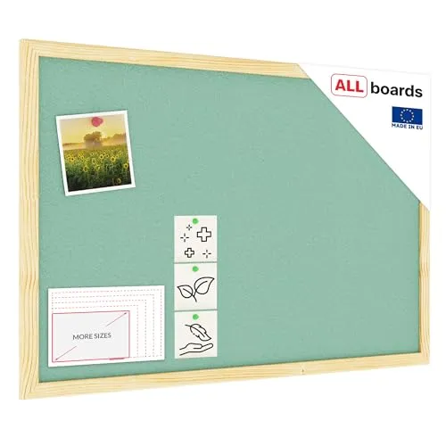 ALLboards Mint Pinnwand mit Holzrahmen 60x40cm Mint Korktafel Korkwand Pinnwand Kork
