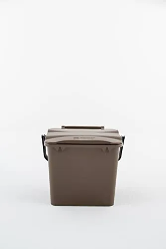 Hardwex Komposteimer | Biomülleimer | Kompostbehälter | Küchenabfallbehälter | 7 L | 25 x 25 x 20 mm | Braun | Mit Deckel und Henkel | Geruchsdicht & Abwaschbar | Für alltäglichen Biomüll