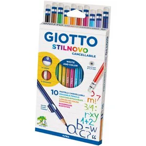 GIOTTO-Fila Buntstifte Stilnovo Radierbar, farbig sortiert, inklusive Zubehör, 10 Stück