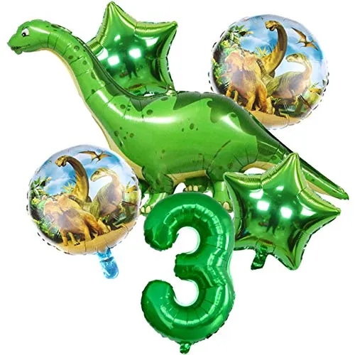 DIWULI Dino Geburtstag Deko 3 Jahre - Dino Luftballons Zahl