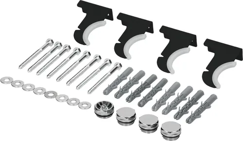 LuxeBath Halterung für Designheizkörper, Schwarz matt - Handtuchwärmer Halterung, hitze- und feuchtigkeitsbeständig für sicheren Halt und platzsparende Montage, inklusive komplettes Zubehörset für einfache Installation.