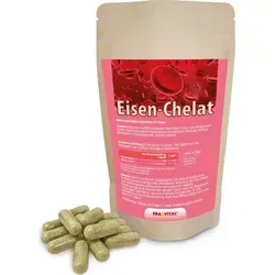 Eisen Chelat 90 Kapseln - Hoch bioverfügbares Eisen - Nahrungsergänzungsmittel zur Bekämpfung von Eisenmangel, ideal für Kinder, Schwangere und Stillende. Frei von Allergenen und synthetischen Zusatzstoffen.