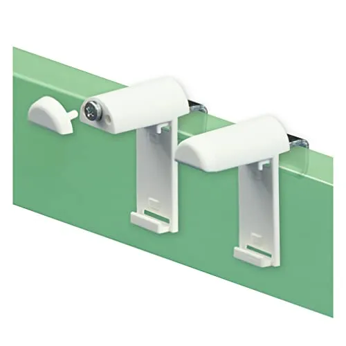 KLEMMFLEX Klemmhalter kurz mit Metallbügel, für Klemmfix Rollo, Doppelrollo, Duo-Rollo, ohne Bohren zum Klemmen und Kleben, 2 Stück, als Zubehör für die Aufhängung, Befestigung am PVC-Fenster