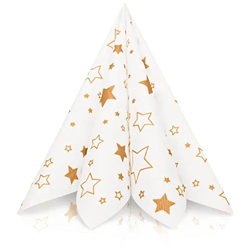 GRUBly® Servietten Weihnachten STERNE GOLD (Winter Limited Edition) | Stoffähnlich/Airlaid | 40x40cm | 50 Stück