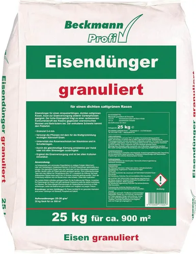 Beckmann Profi Eisendünger Granuliert - 25 Kg, ideal gegen Eisenmangel in schattigen Rasenflächen und staubarm für einfache Anwendung