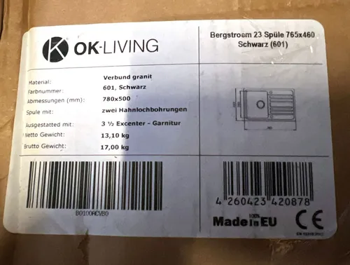 Bergström Granit Verbundspüle Schwarz