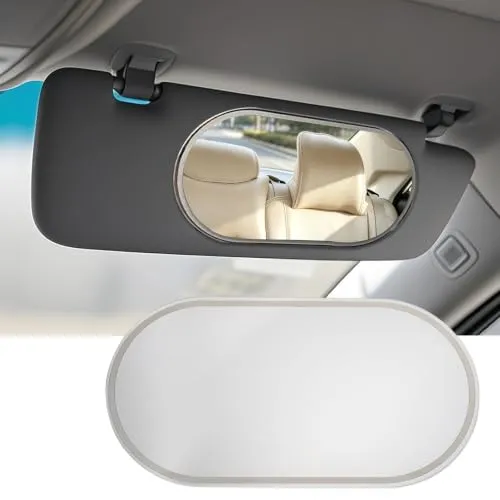 Auto Sonnenblende Spiegel, HD Makeup Spiegel selbstklebend aus Edelstahl,Universeller Kosmetikspiegel für Auto, LKW, SUV,Innenspiegel für Sonnenblende (Large Oval)