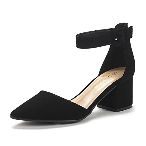 Produktbild DREAM PAIRS Hochzeitsschuhe Damen Spangenpumps Tanzschuhe Sandaletten mit Blockabsatz Slingback Pumps,Size 37,Schwarz/Nubuck,ANNEE
