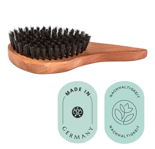 Holz-Leute Haarbürste Wildschweinborsten Tropfenform - Haarbürste für alle Haartypen, besonders langes und lockiges Haar, mit pflegenden Wildschweinborsten und ergonomischem Birnbaumholzgriff für müheloses Entwirren.