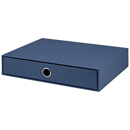 Rössler SOHO 1er Schubladenbox aus Papier | Büro Organizer Schreibtisch | Schubladen Organizer Büro Zubehör & Bürobedarf | Schreibtisch Organizer Box | 34 x 25 x 7 cm | 1 Stück | Farbe: Blau | Navy