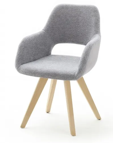 Armlehnstühle Set Küchenstuhl ASELLA Lichtgrau, drehbar und modern