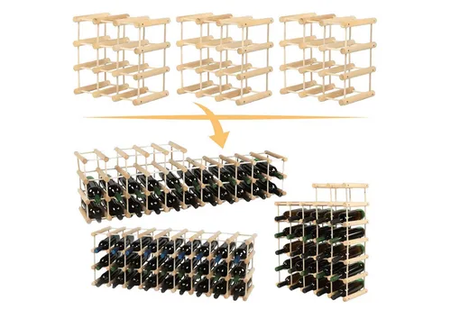 Modo24 Flaschenregal RW7 Eiche Nadelholz Massivholz Für 12 bis 76 Flaschen oder mehr, Weinregal Modular Flaschenregal Weinständer Flaschenständer