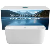 Calmwaters Badewanne Seamless Comfort 160 x 75 cm - Fugenlose Duo-Badewanne mit modernem Design, vormontiertem Zubehör und rutschhemmendem Markenacryl für höchsten Komfort zu zweit.