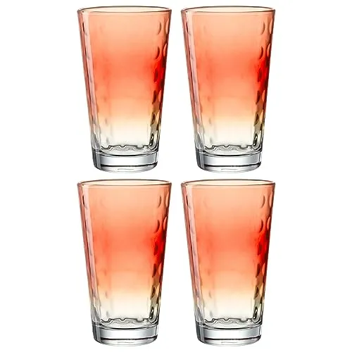 Leonardo OPTIC Longdrinkbecher XL 540ml koralle - Longdrinkgläser im 4er Set mit 540ml Fassungsvermögen, spülmaschinenfest und robust – ideal für stilvolle Getränke bei Partys oder im Garten.