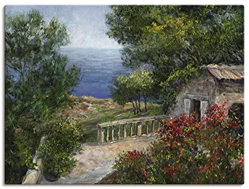 ARTLAND Wanddeko Leinwand Bilder Wandbild Rubino Toskana I Landschaften Europa Italien Malerei Grün A5SC