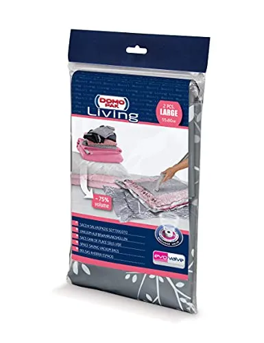 Domopak Living 913070 Vakuum-Aufbewahrungshülle/Vakuumbeutel, Größe L, 2 Stück