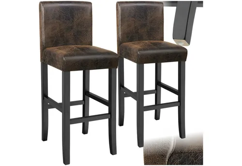 TecTake Barhocker aus Kunstleder - antikbraun, 2er Set - Stylische Barhocker aus Kunstleder in antikbraun, ideal für verschiedene Thekenhöhen. Ergonomisches Design und Fußstützen sorgen für optimalen Sitzkomfort.