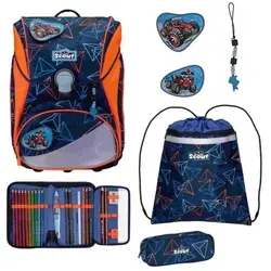 Scout Alpha Movie Star Schulranzen-Set 5-teilig - Ergonomischer Schulranzen mit höhenverstellbaren Gurten, 20 Liter Volumen und LED Display für individuelle Pixel-Grafiken – ideal für sichere und stylische Schulwege.