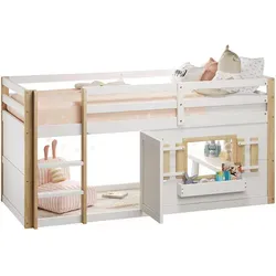 Stilvora Etagenbett, Weiß, 90x200 cm, für Kinderzimmer - Praktisches Etagenbett aus robustem Holzwerkstoff in Weiß, ideal für kleine Räume. Schafft Platz zum Spielen und bietet eine stabile Schlafgelegenheit. Inklusive Lattenrost, für eine sichere Nutzung bei Übernachtungsbesuchen.