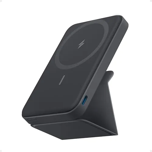 Anker 622 Magnetische Kabellose Powerbank (MagGo) - 5000mAh, klappbare Halterung für iPhone 14/13/12, kompakt und ideal für Videoanrufe