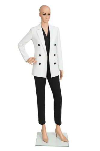 Schaufensterpuppe Schaufensterfigur Dame Kunststoff hautfarben mit Glasplatte