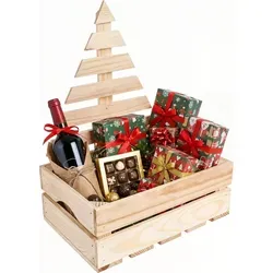 Creative Deco Holzkiste mit Weihnachtsbaum Holzbox Adventskalender Kiste 30 x 20 x 40 cm