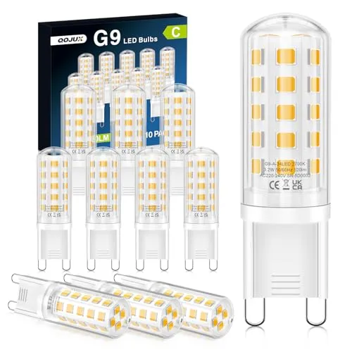 QOJUX G9 LED Warmweiß 3.2W, 520LM Energieeffizienzklasse C LED Leuchtmittel Ersatz für 40W-50W Halogenlampe, 2700K G9 Glühbirne Kein Flackern, Nicht Dimmbar, Enegiesparende Kleine Birne 10er Pack