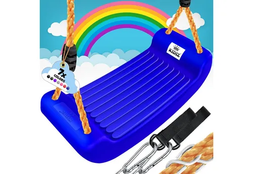 KIDIZ Einzelschaukel mit Zubehör - Einzelschaukeln für Kinder, ergonomischer Sitz mit 3D-Oberfläche für besten Halt, höhenverstellbar bis 180cm, belastbar bis 100kg und ideal für stundenlangen Spielspaß im Garten oder Kinderzimmer.