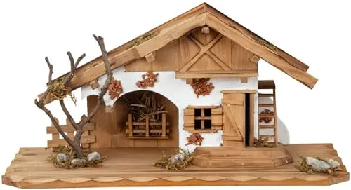 Geschenkestadl Krippe Holzhaus 45 x 21 cm