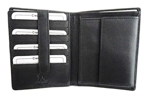 Nobelle Leder-Börse Geldbörse Geldbeutel schwarz -Hochformat- Innenriegel