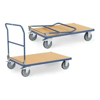 Fetra Transportwagen 2503-K, klappbar, 600kg Tragkraft - Plattformwagen mit klappbarem Schiebebügel, ideal für platzsparenden Transport. Robuste Holzwerkstoffplatte und hohe Tragkraft von 600 kg.