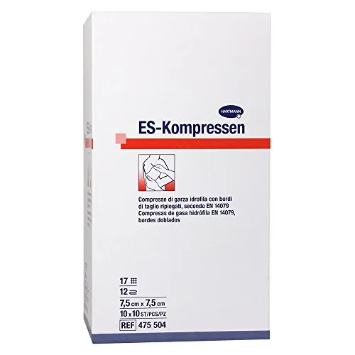ES-Kompressen Steril 7,5x7,5 cm Großpackung - Kälte- & Wärmekompressen zur Behandlung von Schmerzen & Fieber, ideal für effektive Schmerzlinderung und schnelle Kühlung bei Verletzungen.