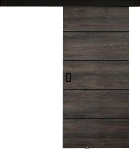 MIRJAN24 Schwebetür Werdi Plus - Stilvolle Zimmertür für Wohnzimmer, 70 cm, Dunkel Esche - Elegante Schwebetür in Laminat mit selbstschließendem Mechanismus, ideal für platzsparende Lösungen. Maße: 205 cm Höhe, 76 cm Breite. Perfekt für eine moderne Raumgestaltung.