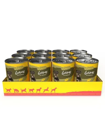 JosiDog Game in Sauce | 12x 415g | Hundefutter nass mit Wild in Soße | Adult | Premium Nassfutter für ausgewachsene Hunde in Dosen | Edles Wild in Soße | Vitamin D3 & E | powered by JOSERA