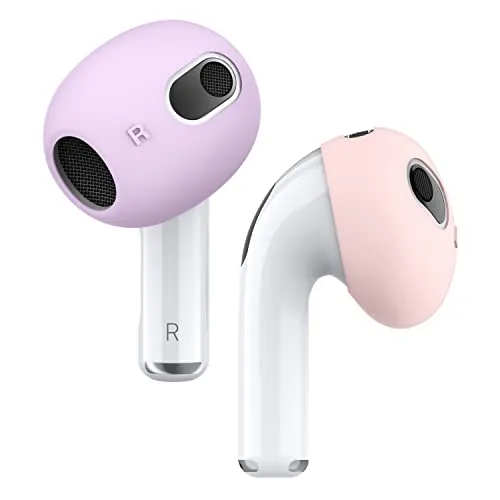 elago 2 Paar 2 Farben Ersatz-Ohrstöpsel Kompatibel mit Airpods 3 [Fit In The Case] Anti-Rutsch Premium-Silikonhülle Kompatibel mit Airpods 3. Generation (Rosa/Violett)