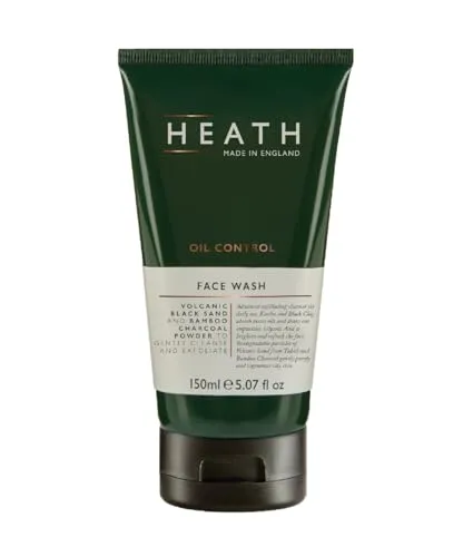 Heath Oil Control Face Wash für Männer, fortschrittlicher Peeling-Reiniger für den täglichen Gebrauch, schwarzer Vulkansand und Bambuskohlepulver, 150 ml