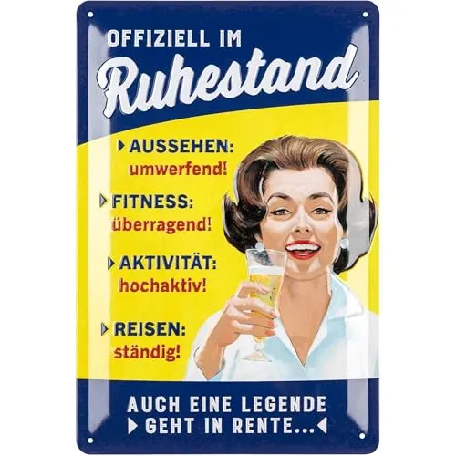 LANOLU Retro Blechschild RUHESTAND von LANOLU
