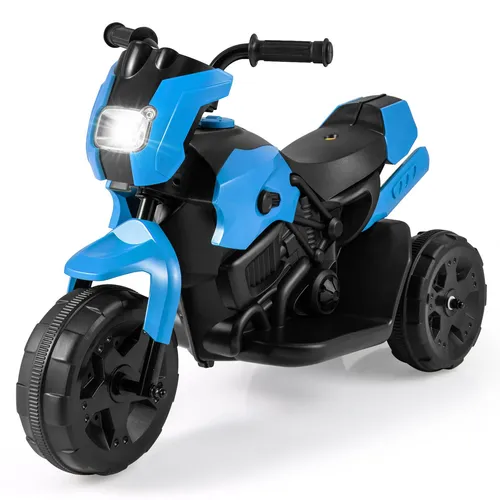 COSTWAY Elektro Motorrad für Kinder, 6V Dreirad mit LED-Scheinwerfer - Stabiles 3-Rad-Motorrad für Kinder ab 3 Jahren, mit sicherer Lenkbegrenzung und Fußpedal für einfaches Fahren. Ideal für Spielspaß und motorische Entwicklung.